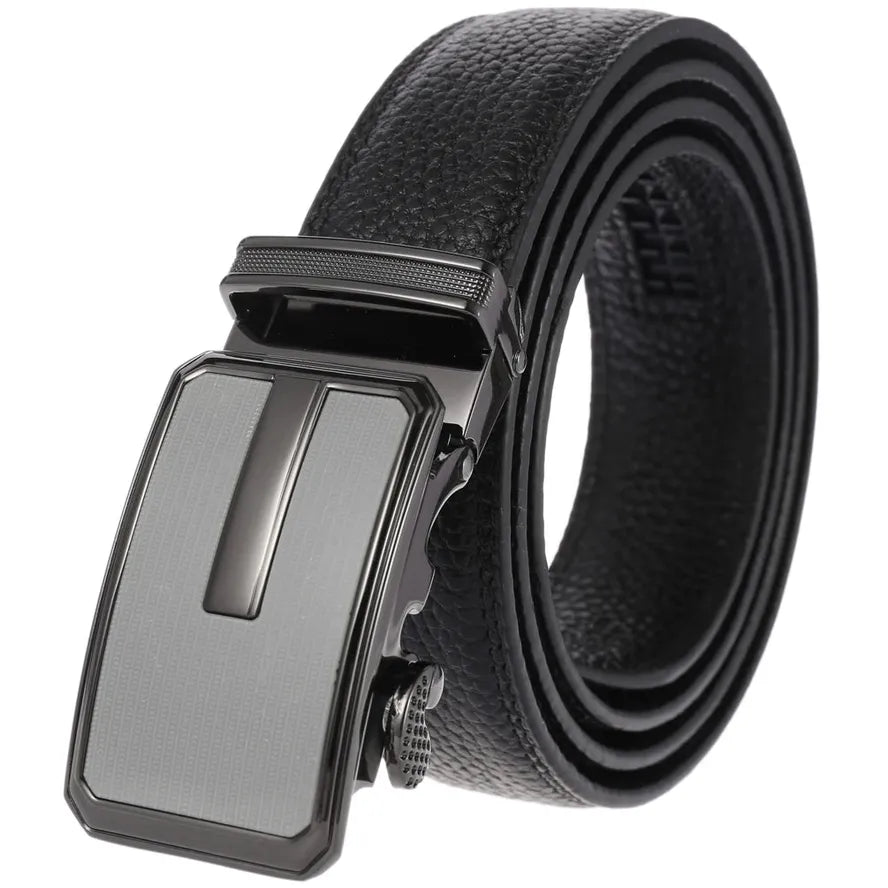 HKM-643667 Automatic Buckle Leather Belt for Men - Adjustable Fit, Premium Quality Craftsmanship