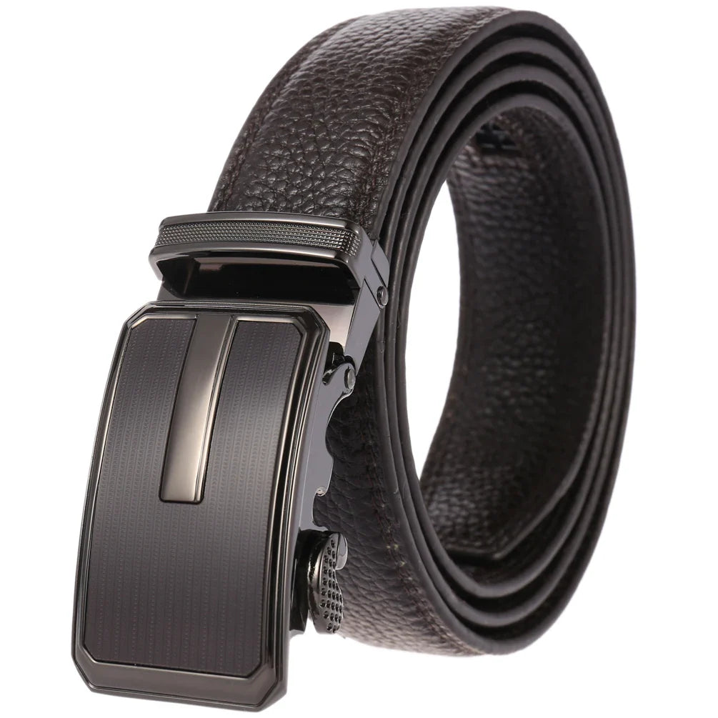 HKM-643667 Automatic Buckle Leather Belt for Men - Adjustable Fit, Premium Quality Craftsmanship