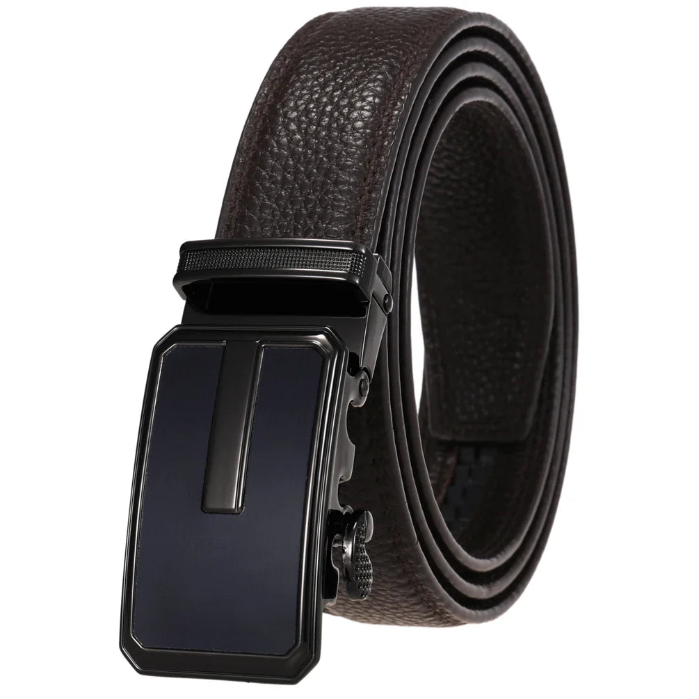 HKM-643667 Automatic Buckle Leather Belt for Men - Adjustable Fit, Premium Quality Craftsmanship