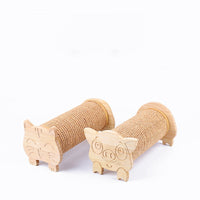 HKM-607763 Natural Pine Wood & Sisal Cat Scratching Post - Claw Sharpener and Pet Toy