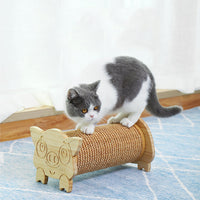 HKM-607763 Natural Pine Wood & Sisal Cat Scratching Post - Claw Sharpener and Pet Toy