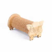 HKM-607763 Natural Pine Wood & Sisal Cat Scratching Post - Claw Sharpener and Pet Toy