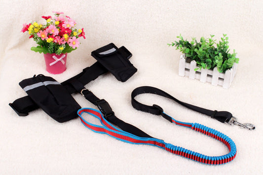 HKM-561171 Cushioned Nylon Running Dog Leash with Hands-Free Design and Adjustable Control