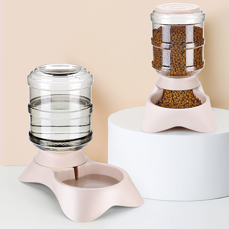 HKM-847315 Frosted Texture Plastic Automatic Pet Feeder and Drinking Fountain Combo