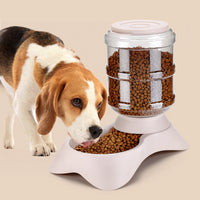 HKM-847315 Frosted Texture Plastic Automatic Pet Feeder and Drinking Fountain Combo