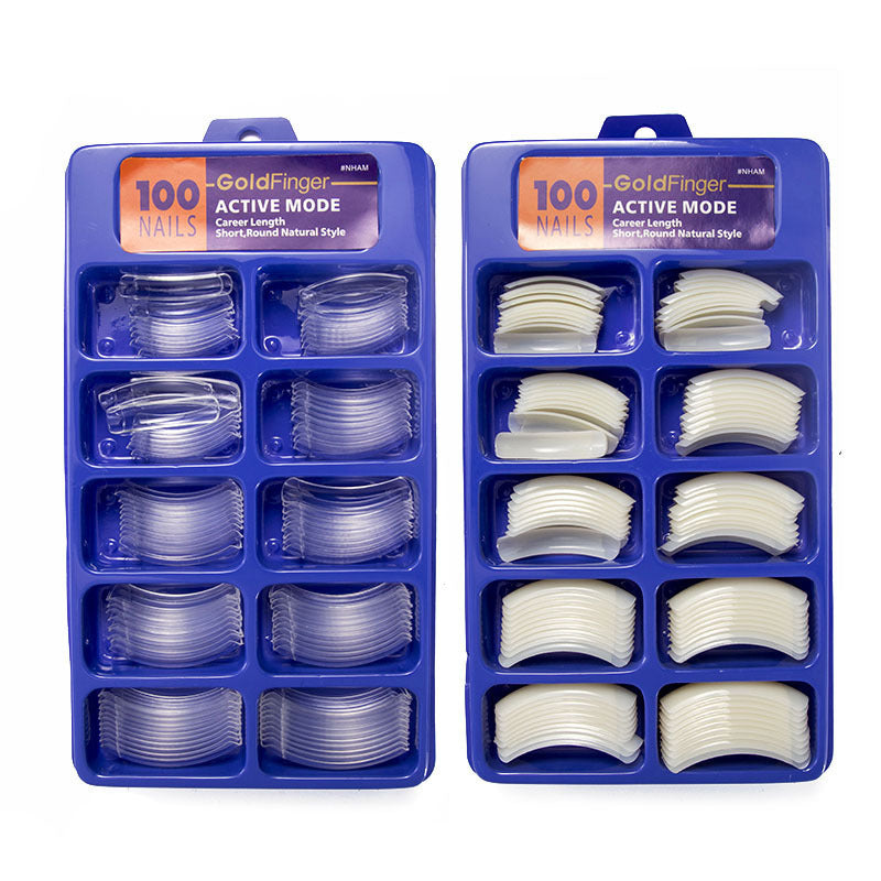 HKM-154067 Nail Patches Assortment in Transparent and Natural Art Nail Boxes - Ten Sizes Available
