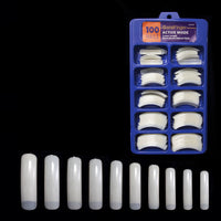 HKM-154067 Nail Patches Assortment in Transparent and Natural Art Nail Boxes - Ten Sizes Available