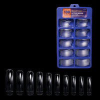 HKM-154067 Nail Patches Assortment in Transparent and Natural Art Nail Boxes - Ten Sizes Available