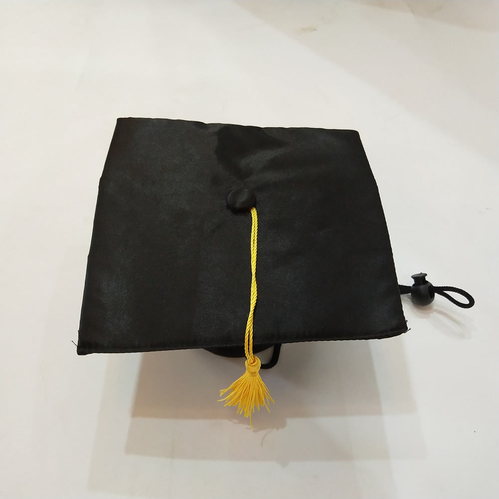 HKM-651923 Pet Graduation Cap with Yellow Tassel for Dogs - Black Cloth Design, One Size Fits All