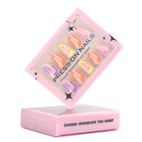 HKM-251219 Colorful Short Almond Nail Set for Women - GD27