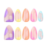 HKM-251219 Colorful Short Almond Nail Set for Women - GD27