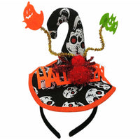 HKM-503251 Multicolor Spider Witch Hat Headband - Halloween Hair Accessory with Bat and Ghost Props