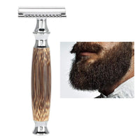 HKM-168147 Long Bamboo Handle Double Edged Safety Razor for a Smooth Shave