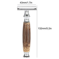 HKM-168147 Long Bamboo Handle Double Edged Safety Razor for a Smooth Shave
