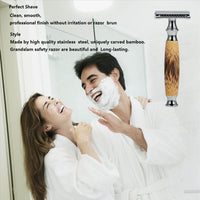 HKM-168147 Long Bamboo Handle Double Edged Safety Razor for a Smooth Shave