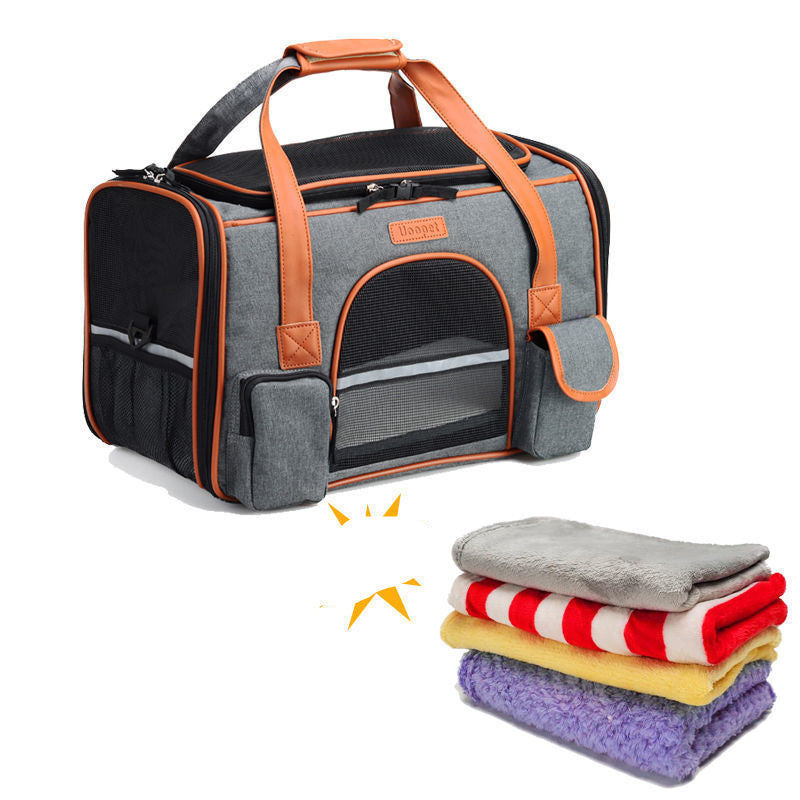 HKM-250259 Foldable Large Capacity Dog and Cat Backpack Carrier, Portable Handheld Diagonal Bag