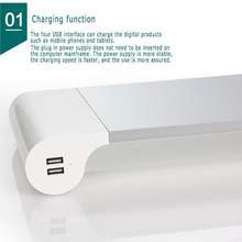 KTX-679699 Adjustable Computer Monitor Stand with USB Charging & Keyboard Storage Solution