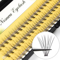 HKM-879315 Natural Curl Single Cluster Eyelashes - 10 Plants, Lengths 6-14mm, 0.1mm Thickness, Manual Craftsmanship