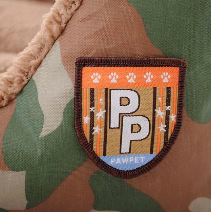 HKM-578259 Military Style Camouflage Pet Kennel - Waterproof Oxford with PPCotton Filler, Sizes S to L