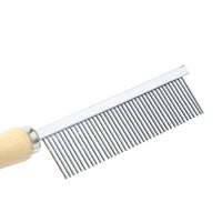 HKM-710227 Large Wooden Handle Comb for Cats and Dogs - 40 Teeth Open-Knot Grooming Tool