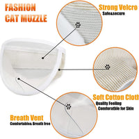 HKM-352659 Breathable Cat Muzzle for Grooming and Bathing, Anti-Licking and Anti-Biting, Soft Cotton with PVC Material