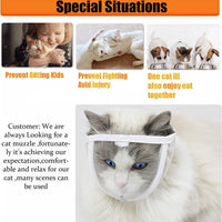 HKM-352659 Breathable Cat Muzzle for Grooming and Bathing, Anti-Licking and Anti-Biting, Soft Cotton with PVC Material
