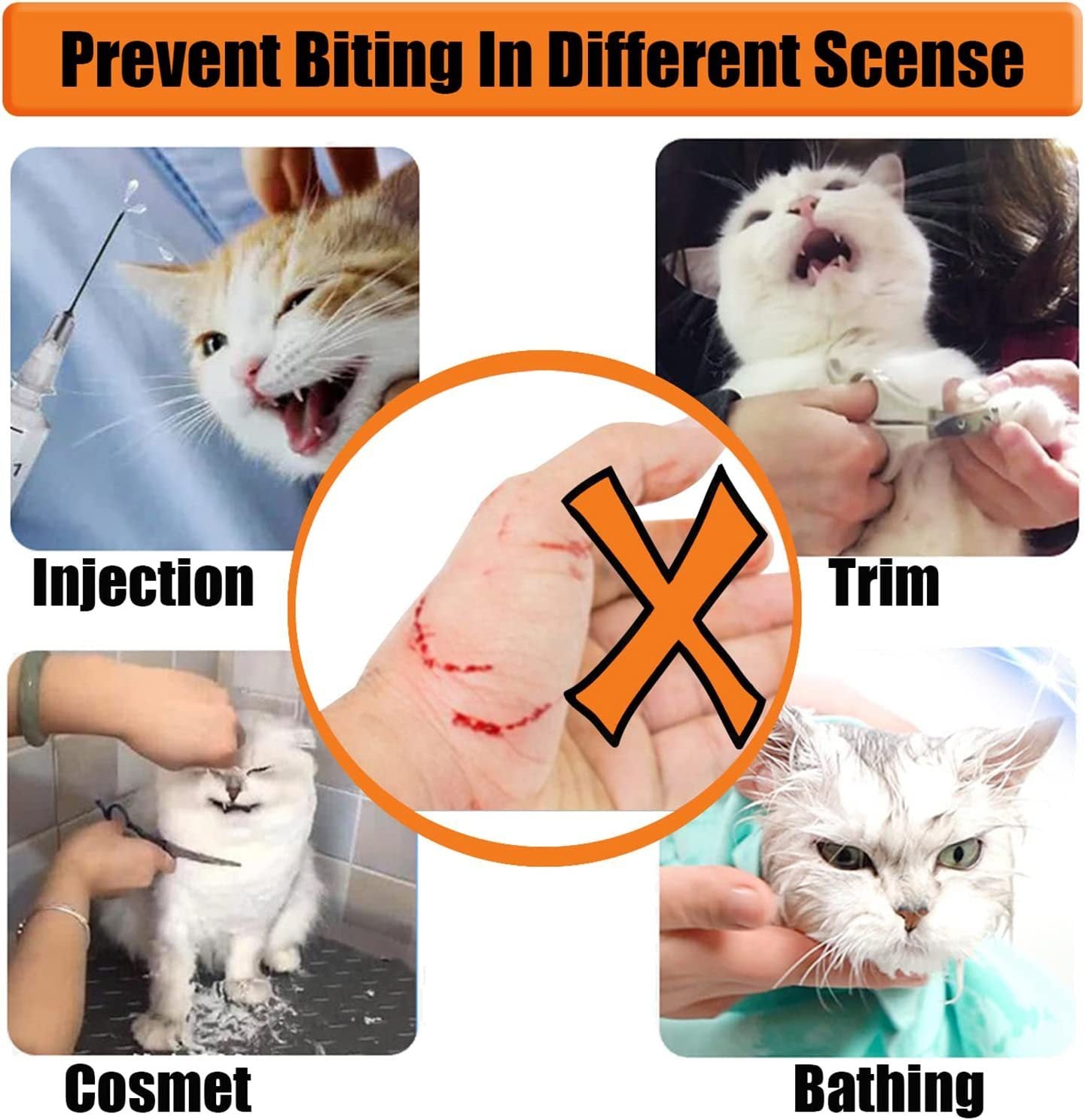 HKM-352659 Breathable Cat Muzzle for Grooming and Bathing, Anti-Licking and Anti-Biting, Soft Cotton with PVC Material