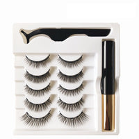 HKM-009235 Magnetic Eyeliner and Eyelashes Set - Five Pairs, Handcrafted Synthetic Fiber