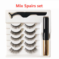 HKM-009235 Magnetic Eyeliner and Eyelashes Set - Five Pairs, Handcrafted Synthetic Fiber