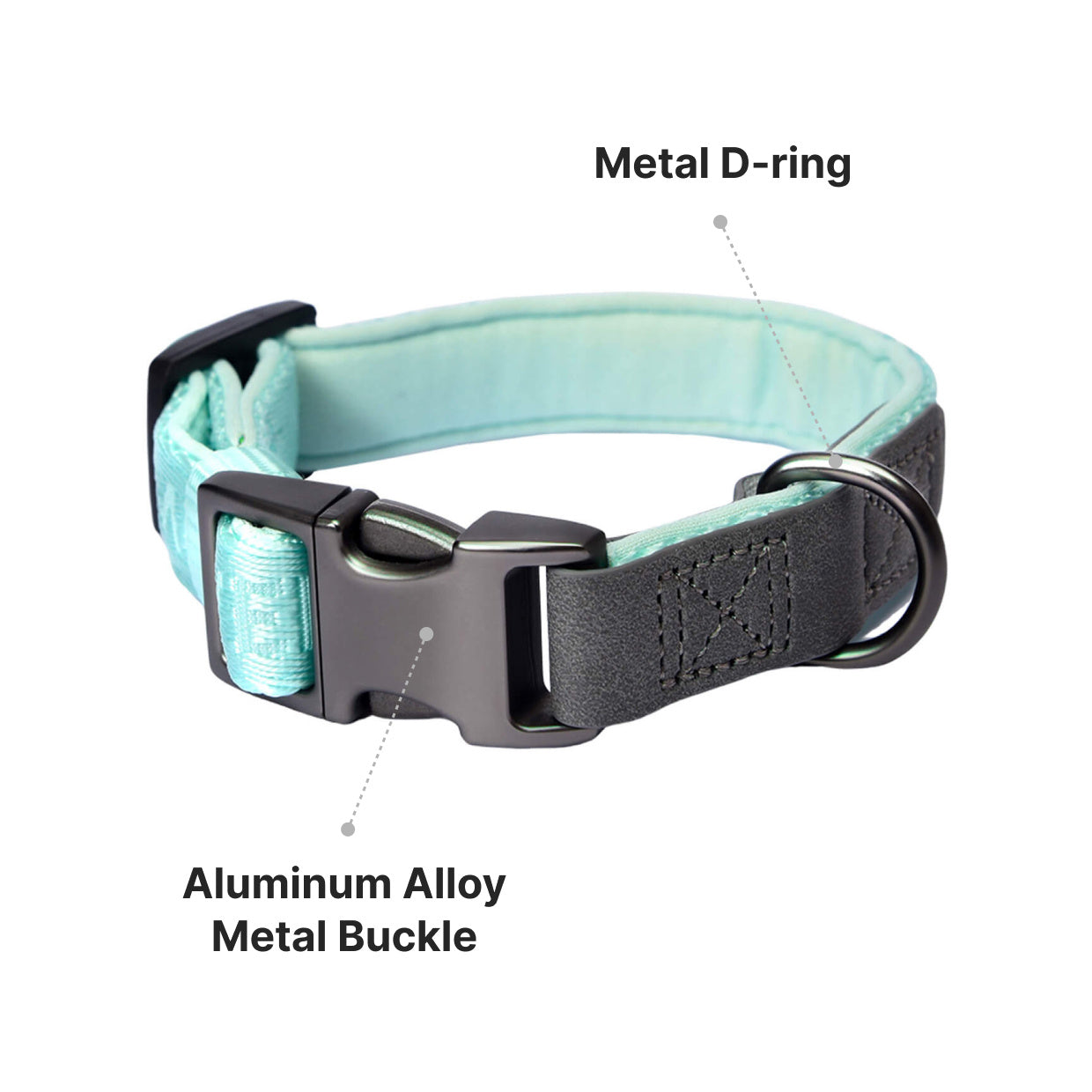 HKM-686803 Heavy Duty Adjustable Neoprene Padded Dog Collar with Side-Release Buckle and D-Ring, 1 in Wide