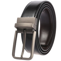 HKM-228883 Men's Leather Belt with Rotating Pin Buckle, Adjustable Fit, Classic Style