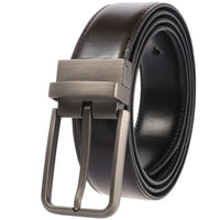 HKM-228883 Men's Leather Belt with Rotating Pin Buckle, Adjustable Fit, Classic Style