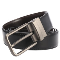 HKM-228883 Men's Leather Belt with Rotating Pin Buckle, Adjustable Fit, Classic Style