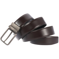 HKM-228883 Men's Leather Belt with Rotating Pin Buckle, Adjustable Fit, Classic Style