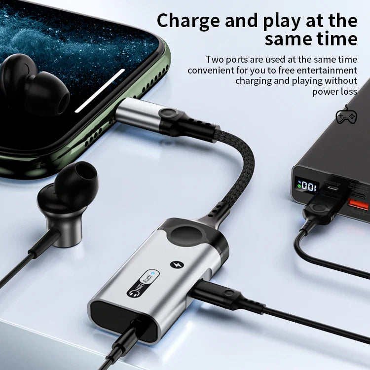 KTX-145427 2-in-1 Audio Jack Adapter for Apple Devices - Dual 8-Pin to 3.5mm Headphone Aux Splitter for iPhone 6/7/8/X/11/12/13/14