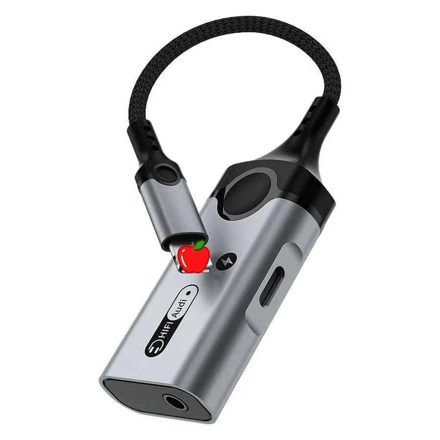 KTX-145427 2-in-1 Audio Jack Adapter for Apple Devices - Dual 8-Pin to 3.5mm Headphone Aux Splitter for iPhone 6/7/8/X/11/12/13/14