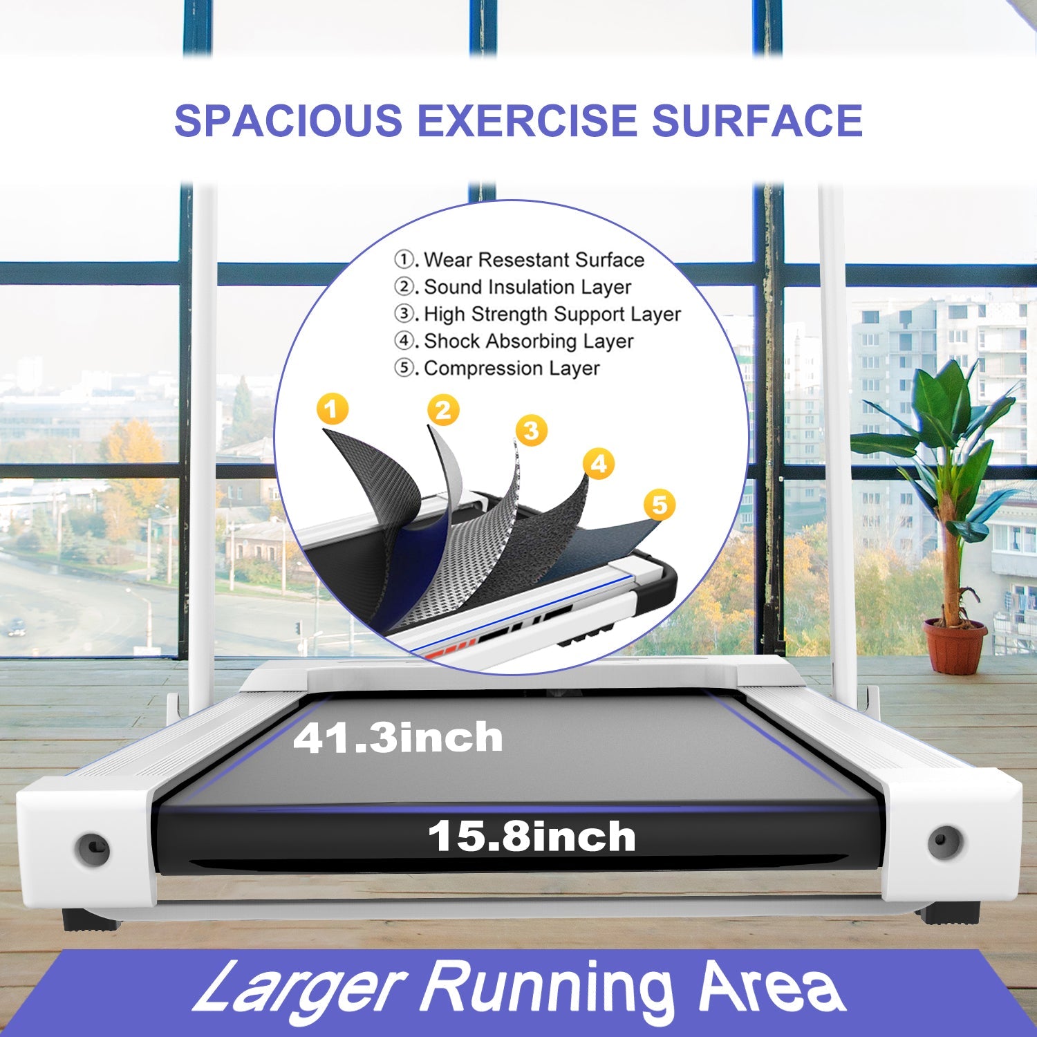 HKM-263123 Compact Folding Treadmill JK31-8A-WT for Home and Office Use