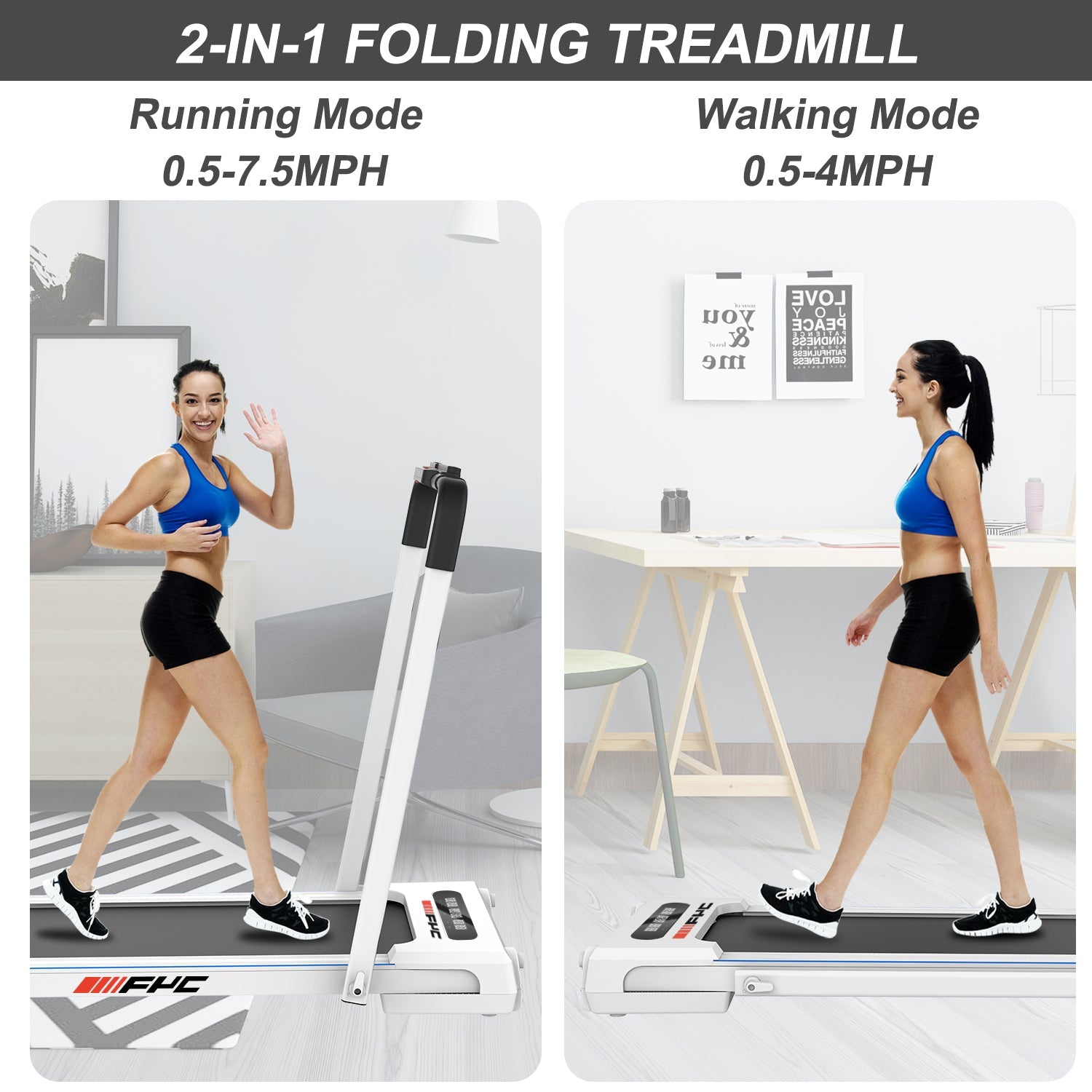 HKM-263123 Compact Folding Treadmill JK31-8A-WT for Home and Office Use