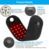 HKM-968083 Infrared Heating Therapy Band for Sports Recovery and Injury Relief, 11W Power, Type-C Black Design