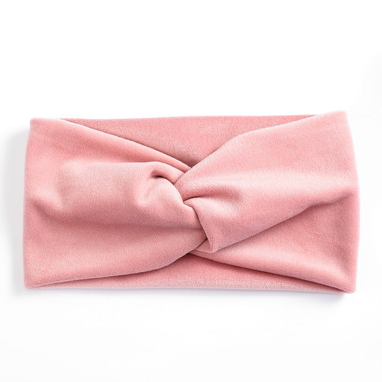 HKM-709075 Wide Brim Cross Velvet Headband for Women in Plaid Flannel