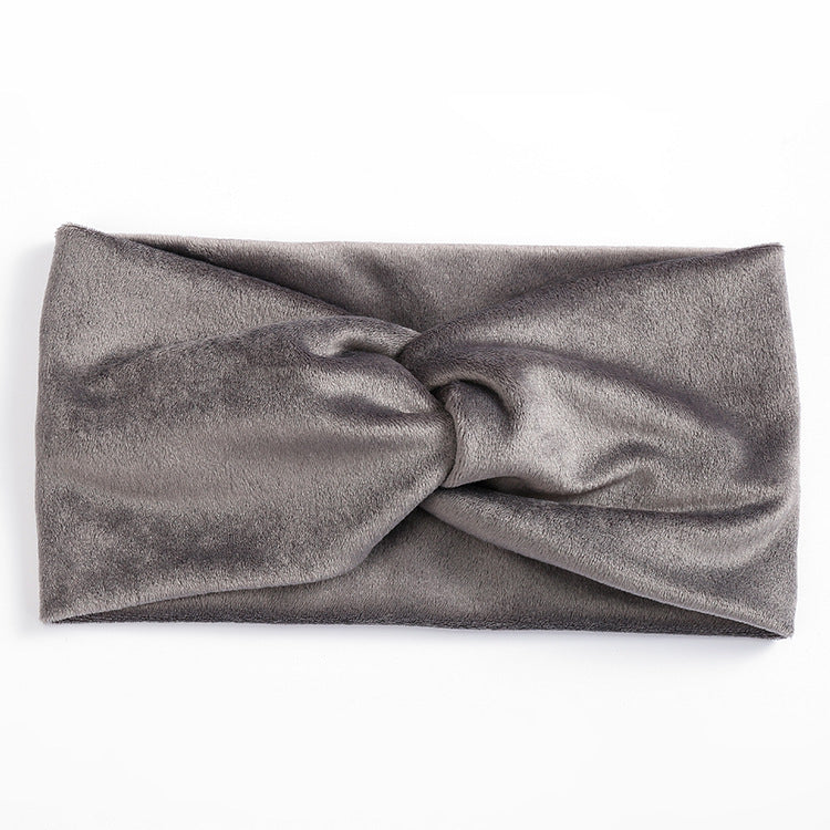 HKM-709075 Wide Brim Cross Velvet Headband for Women in Plaid Flannel