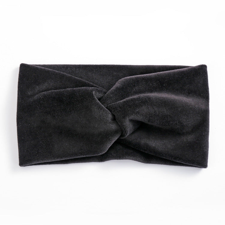 HKM-709075 Wide Brim Cross Velvet Headband for Women in Plaid Flannel