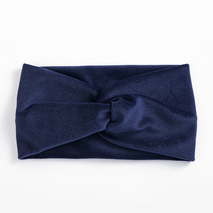 HKM-709075 Wide Brim Cross Velvet Headband for Women in Plaid Flannel