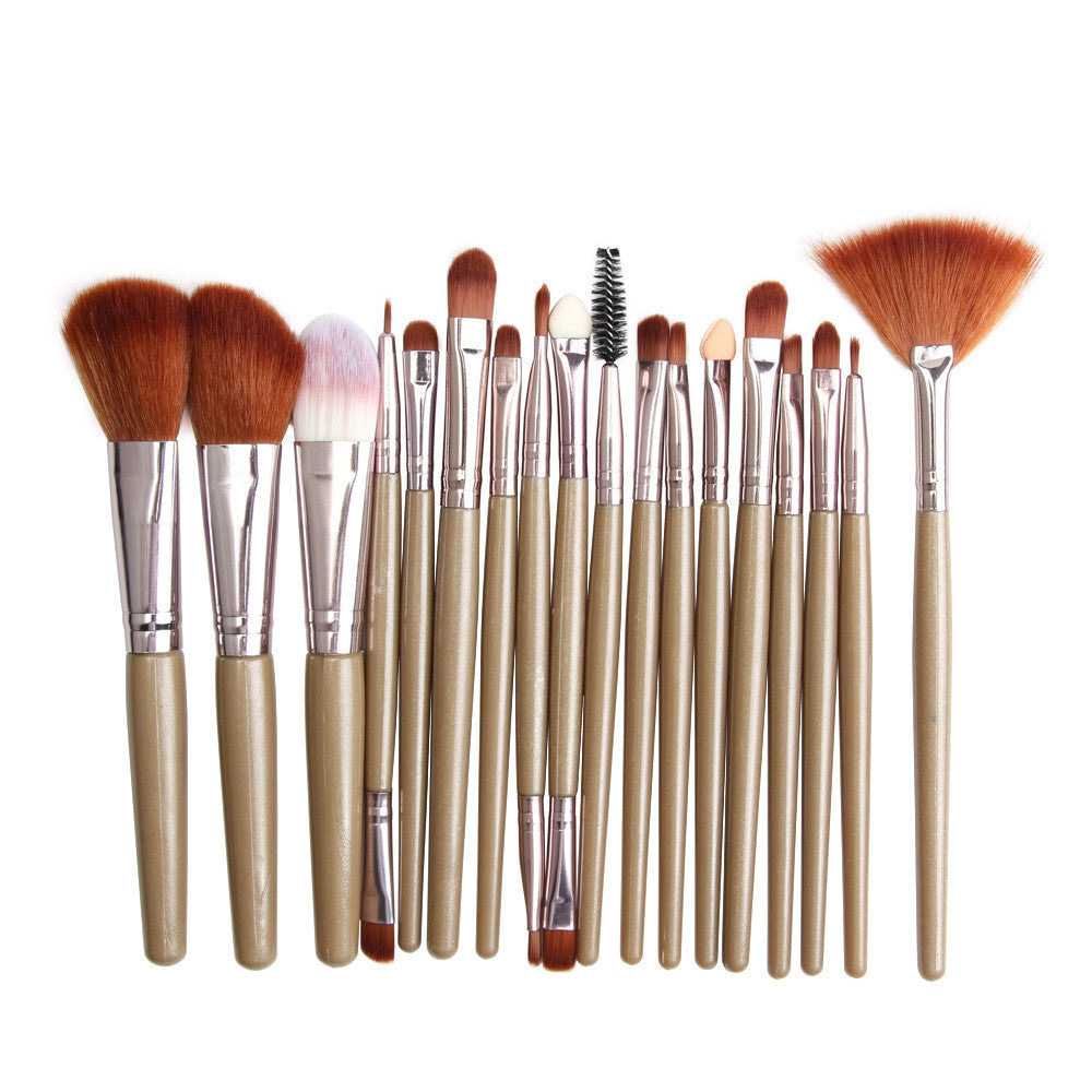 HKM-944531 18-Piece Makeup Brush Set with Blush, Lip, and Fan Brushes for Professional Use