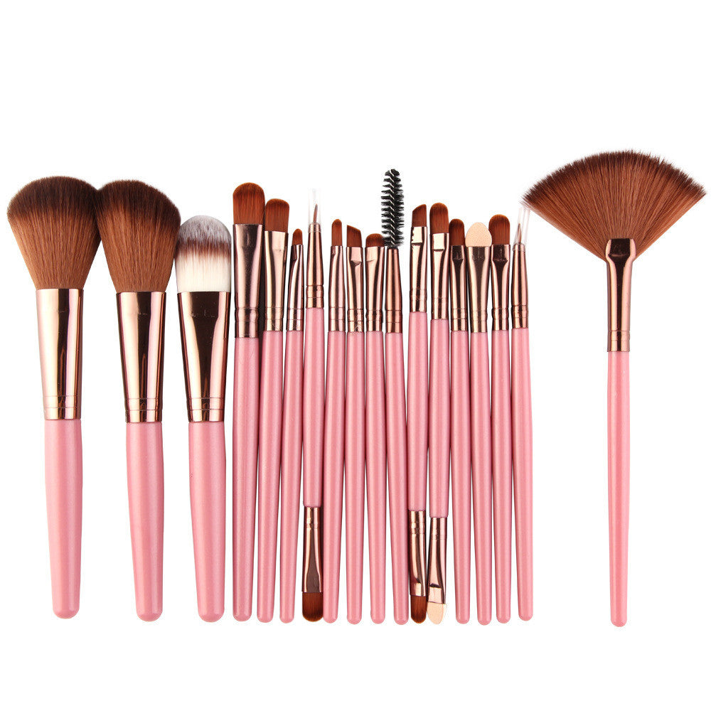 HKM-944531 18-Piece Makeup Brush Set with Blush, Lip, and Fan Brushes for Professional Use