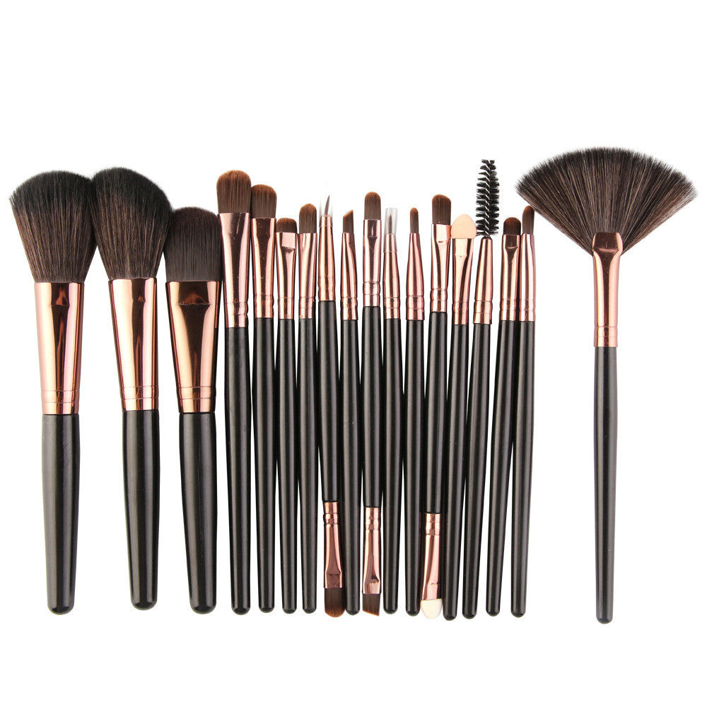 HKM-944531 18-Piece Makeup Brush Set with Blush, Lip, and Fan Brushes for Professional Use