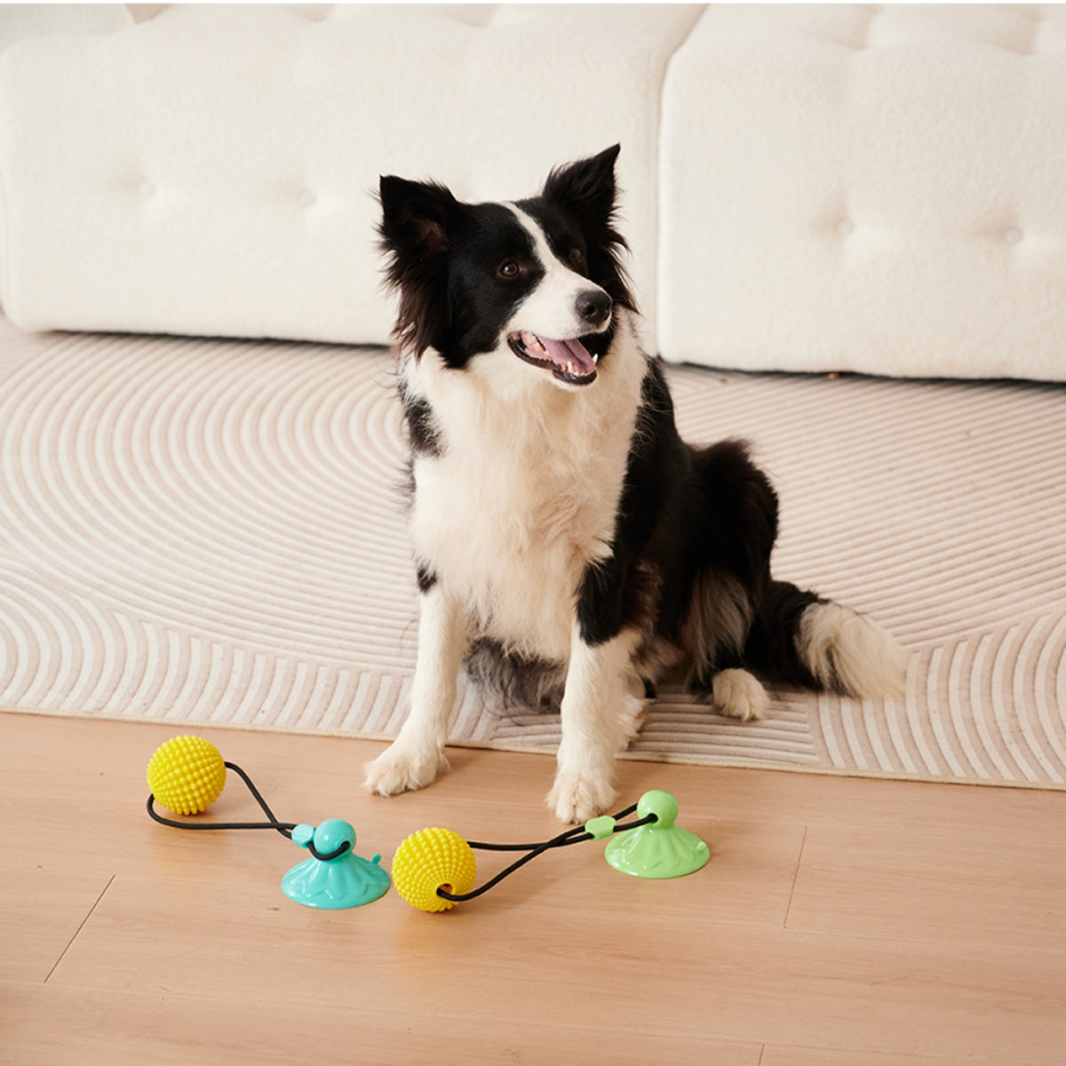 HKM-862163 Interactive Corn Ball Chew Toy with Suction Cup for Dogs - Teething Rope Tug of War Toy for Medium to Large Dogs