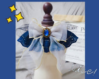 HKM-028819 Handmade Sapphire Big Bow Pet Bib for Cats and Dogs - Long Scarf Style with Collar