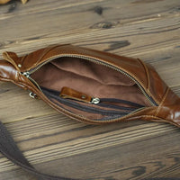 HKM-222291 Genuine Leather Crossbody Chest Bag for Outdoor Sports - Retro Design, Waterproof, Multi-Colour Options