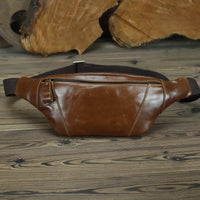 HKM-222291 Genuine Leather Crossbody Chest Bag for Outdoor Sports - Retro Design, Waterproof, Multi-Colour Options